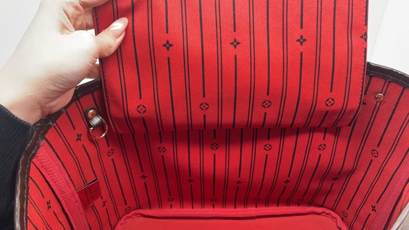 二手Lv neverfull小號棋盤格棕色購物袋，邊角有輕微磨損，手柄有輕微磨損，12年編碼-7