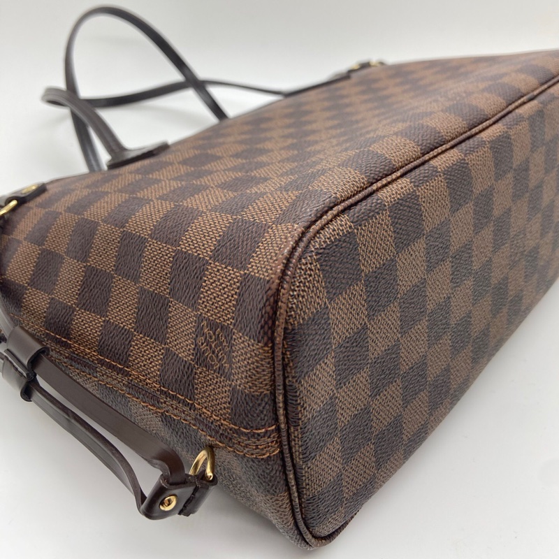 二手Lv neverfull小號棋盤格棕色購物袋，邊角有輕微磨損，手柄有輕微磨損，12年編碼-10