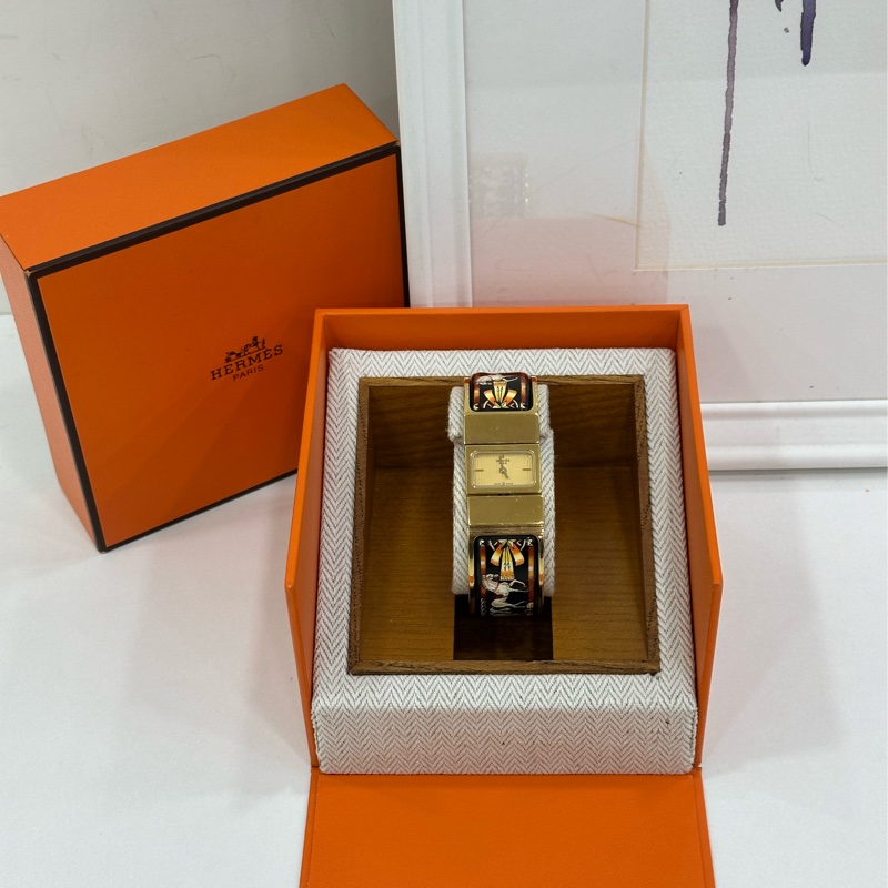 Hermes 愛馬仕 七寶燒琺瑯彩 手鐲手錶-0