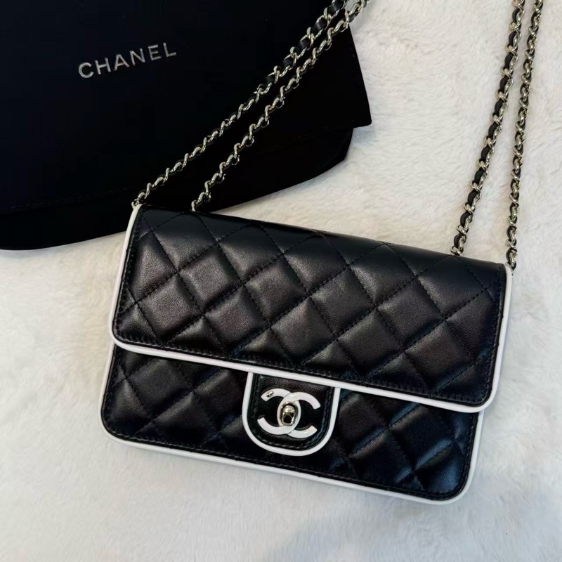 CHANEL/香奈兒 25p 漫畫系列黑白woc鏈條包-0