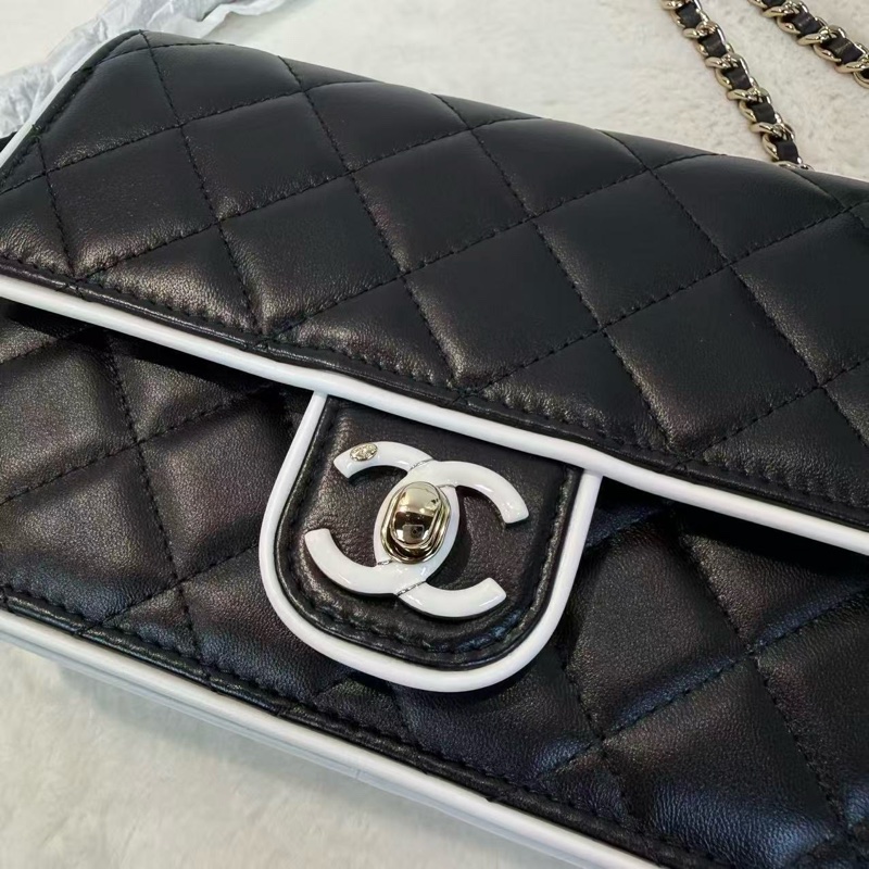 CHANEL/香奈兒 25p 漫畫系列黑白woc鏈條包-4