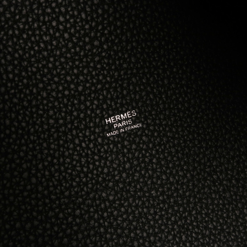 HERMES Clemence皮革Picotin MM銀扣手挽袋Noir-5