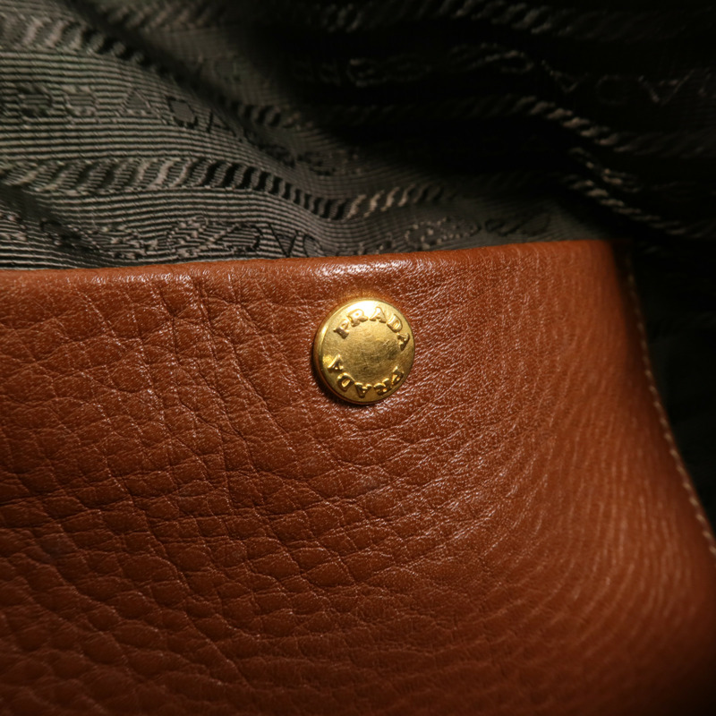 PRADA 牛皮皮革Bauletto Bag金扣肩背袋-13