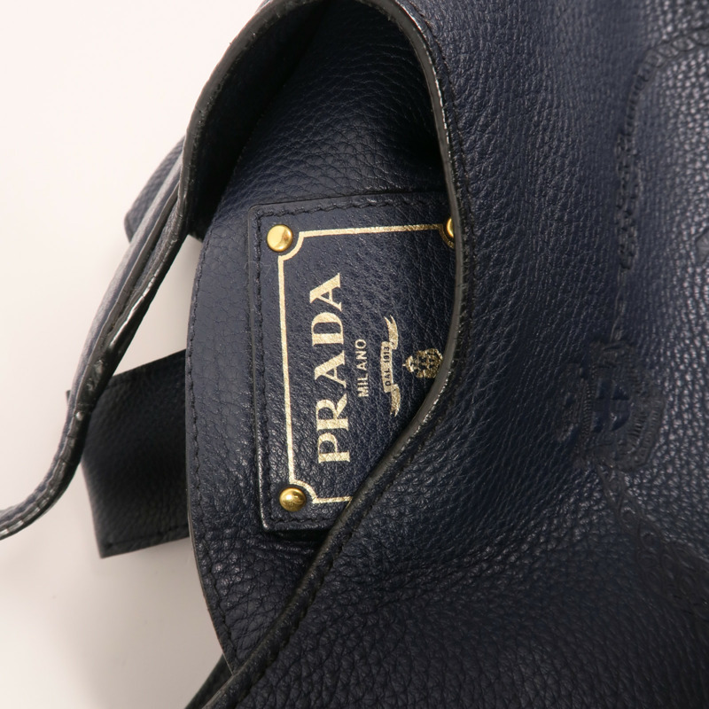 PRADA 牛皮皮革Vitello Daino Hobo Bag金扣肩背袋-5