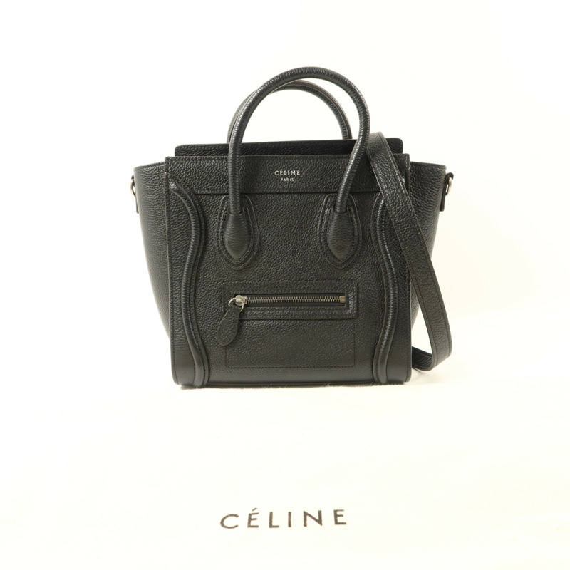 CELINE 牛皮皮革Nano Luggage銀扣手挽肩背兩用袋-15