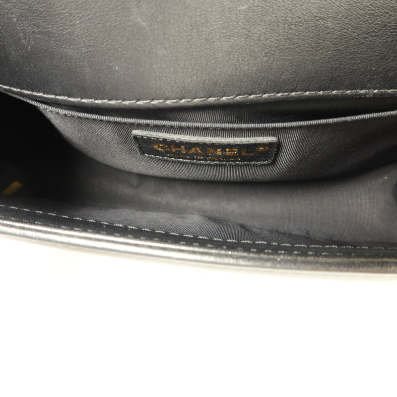 CHANEL 牛皮皮革Boy 25金扣鏈帶手挽肩背兩用袋-4