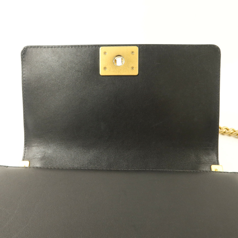 CHANEL 牛皮皮革Boy 25金扣鏈帶手挽肩背兩用袋-6