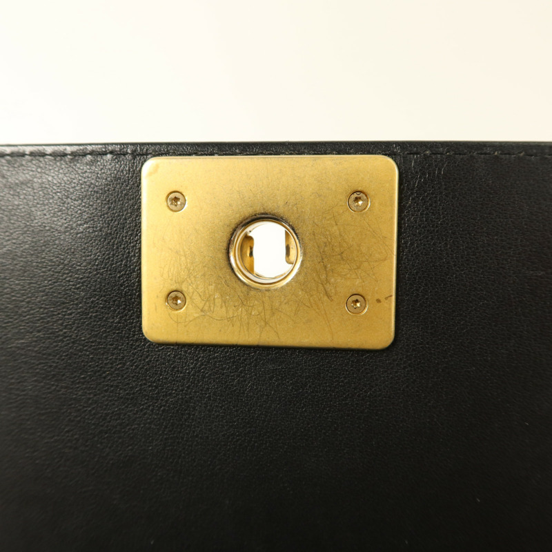 CHANEL 牛皮皮革Boy 25金扣鏈帶手挽肩背兩用袋-7