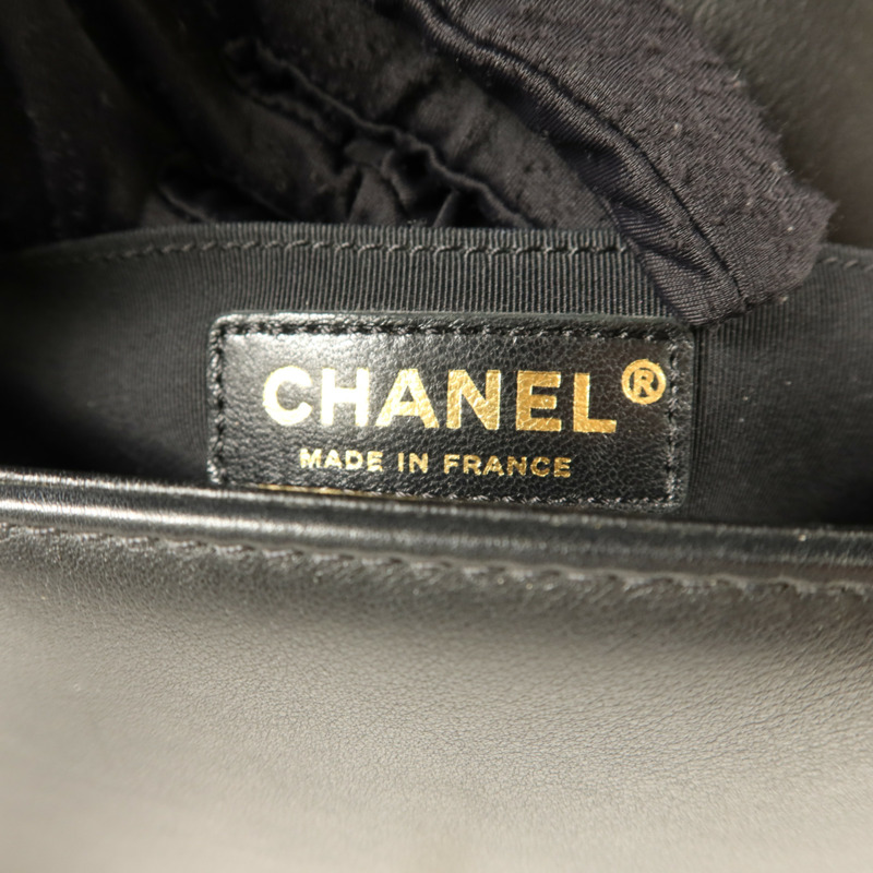 CHANEL 牛皮皮革Boy 25金扣鏈帶手挽肩背兩用袋-8