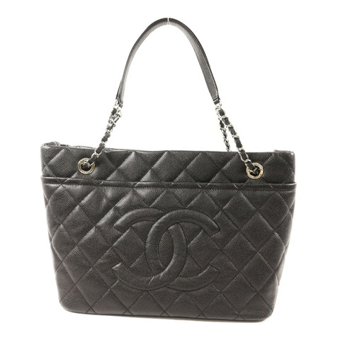 CHANEL 牛皮皮革Tote Bag銀扣鏈帶手挽袋