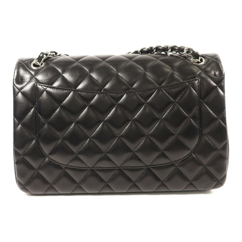CHANEL 羊皮皮革Large Classic銀扣鏈帶肩背袋-1