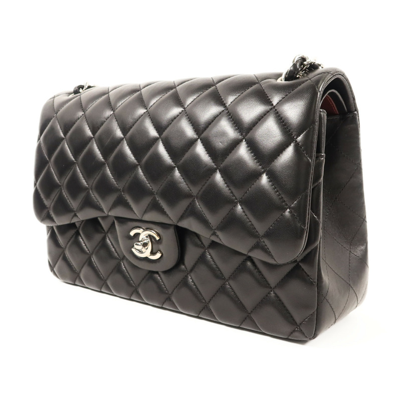 CHANEL 羊皮皮革Large Classic銀扣鏈帶肩背袋-2