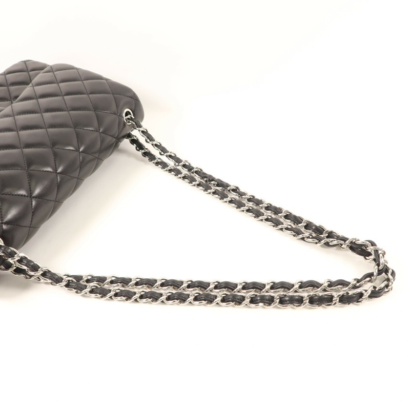 CHANEL 羊皮皮革Large Classic銀扣鏈帶肩背袋-5