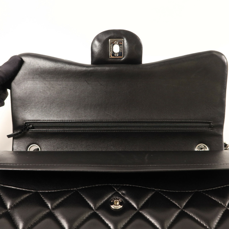 CHANEL 羊皮皮革Large Classic銀扣鏈帶肩背袋-6