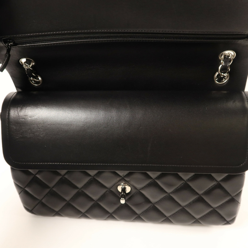 CHANEL 羊皮皮革Large Classic銀扣鏈帶肩背袋-7