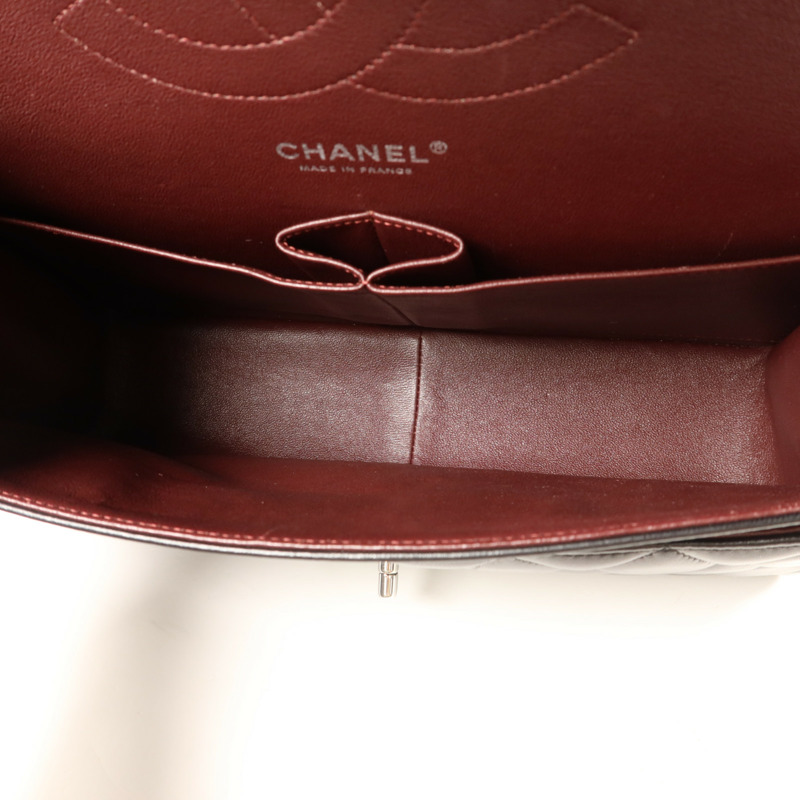 CHANEL 羊皮皮革Large Classic銀扣鏈帶肩背袋-8