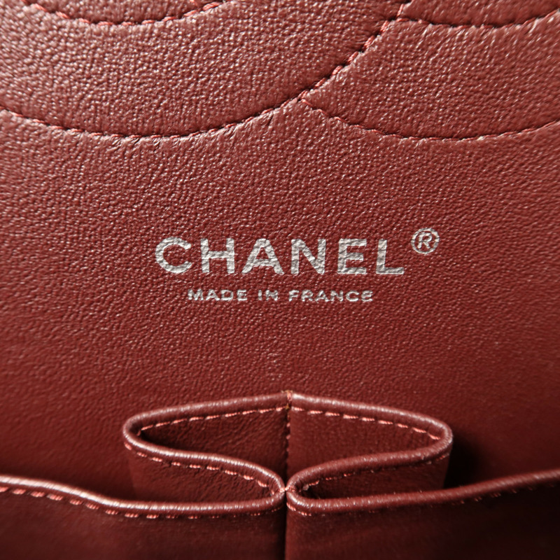 CHANEL 羊皮皮革Large Classic銀扣鏈帶肩背袋-9