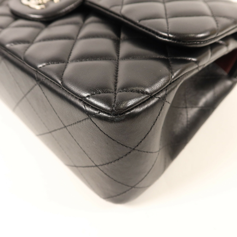 CHANEL 羊皮皮革Large Classic銀扣鏈帶肩背袋-12