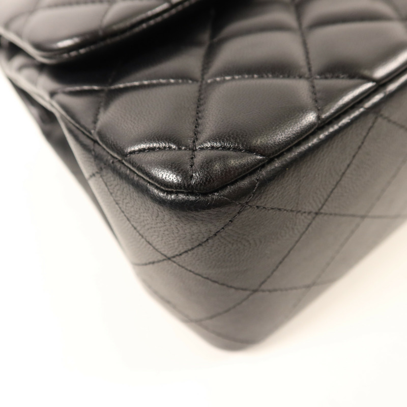 CHANEL 羊皮皮革Large Classic銀扣鏈帶肩背袋-13