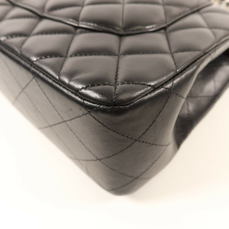 CHANEL 羊皮皮革Large Classic銀扣鏈帶肩背袋-14