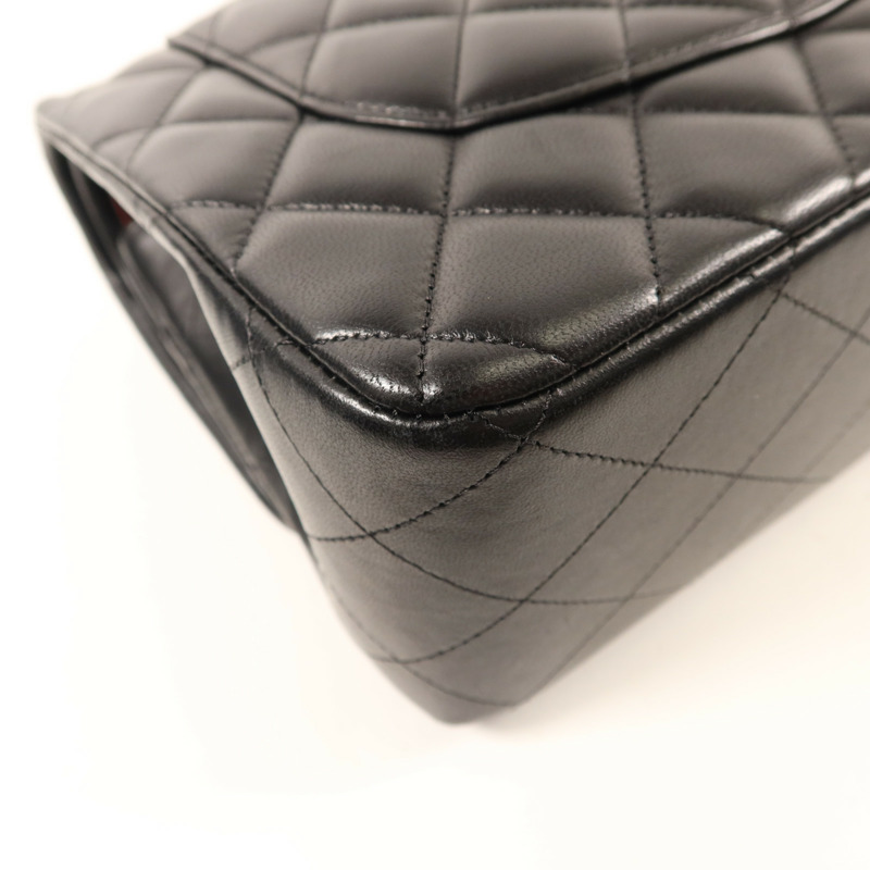 CHANEL 羊皮皮革Large Classic銀扣鏈帶肩背袋-15