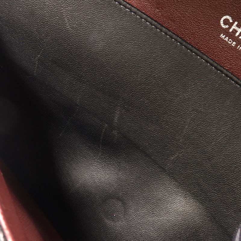 CHANEL 羊皮皮革Large Classic銀扣鏈帶肩背袋-19