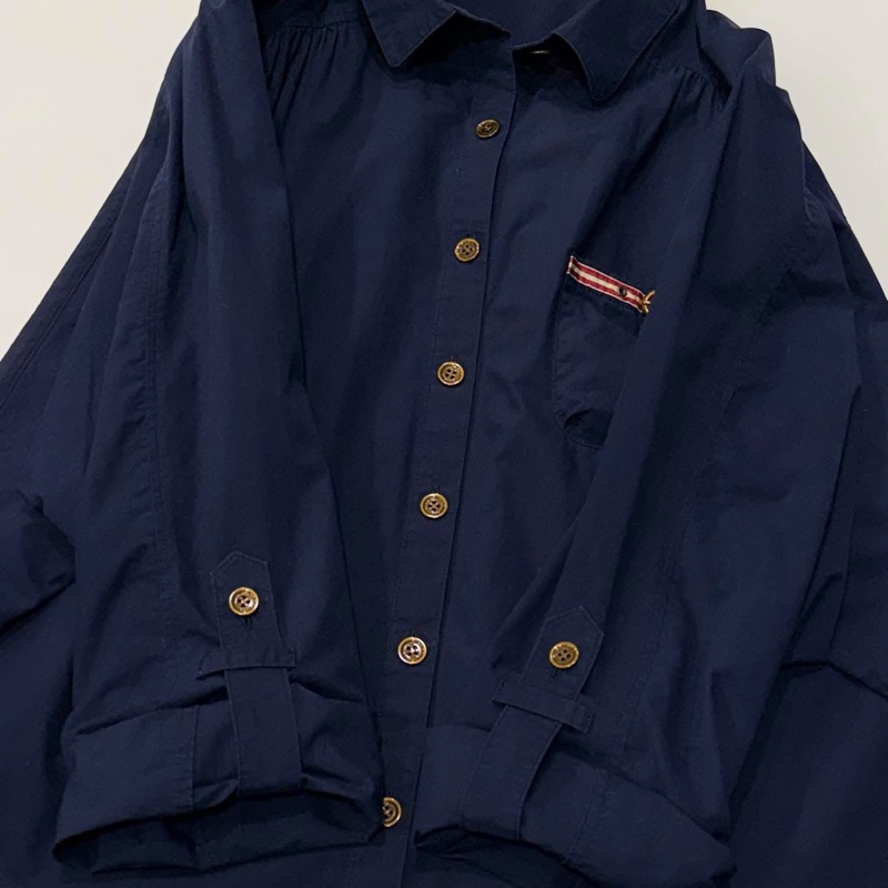 BURBERRY 藍標 深藍 寛版口袋戰馬休閒襯衫-5