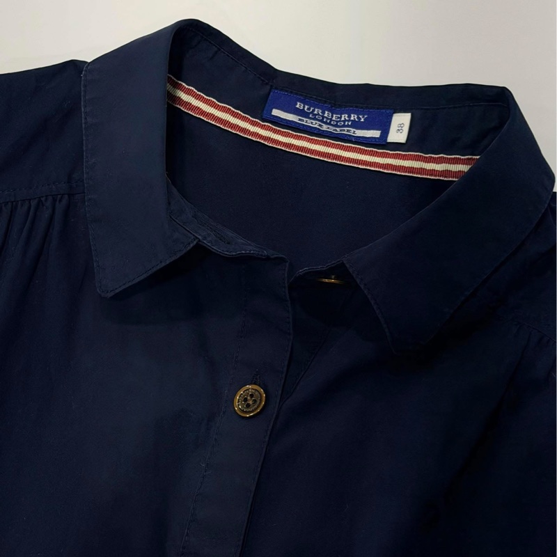 BURBERRY 藍標 深藍 寛版口袋戰馬休閒襯衫-8