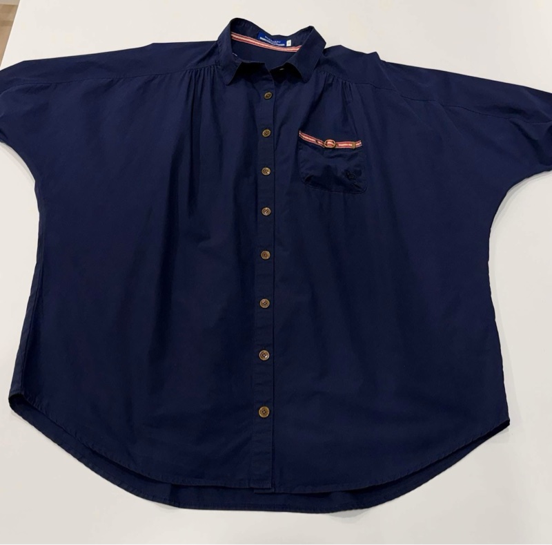 BURBERRY 藍標 深藍 寛版口袋戰馬休閒襯衫-7