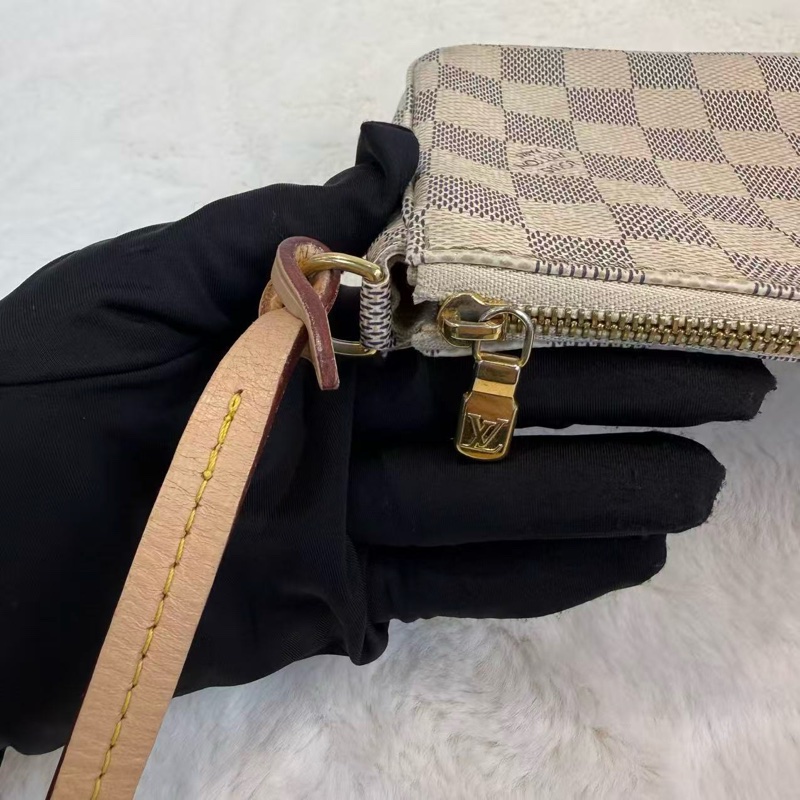 LV/路易威登 麻將包 Damier Azu帆布 白棋盤格腋下包-2