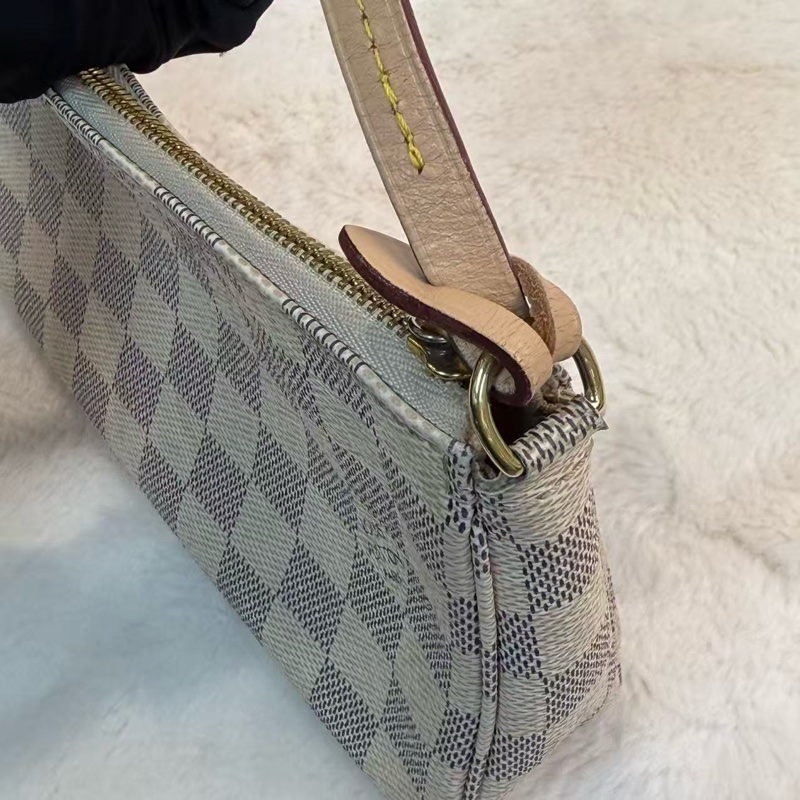 LV/路易威登 麻將包 Damier Azu帆布 白棋盤格腋下包-3
