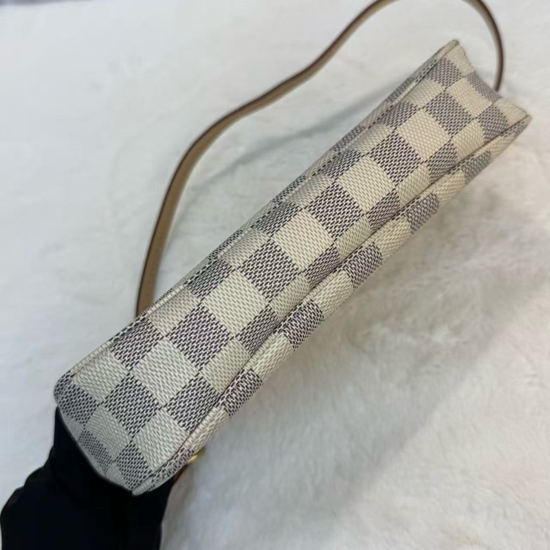 LV/路易威登 麻將包 Damier Azu帆布 白棋盤格腋下包-4