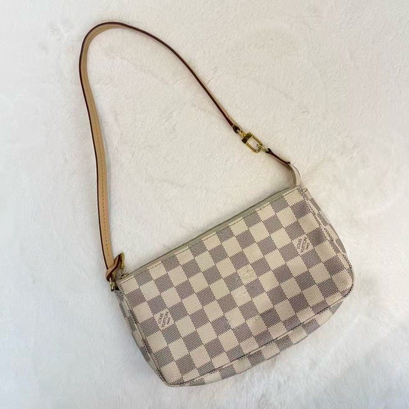 LV/路易威登 麻將包 Damier Azu帆布 白棋盤格腋下包-8