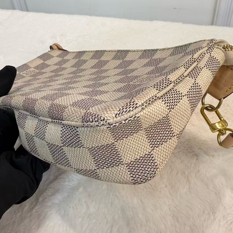 LV/路易威登 麻將包 Damier Azu帆布 白棋盤格腋下包-11