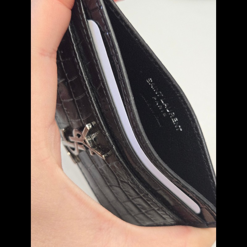 YSL Saint Laurent 鱷魚壓紋 卡夾-9
