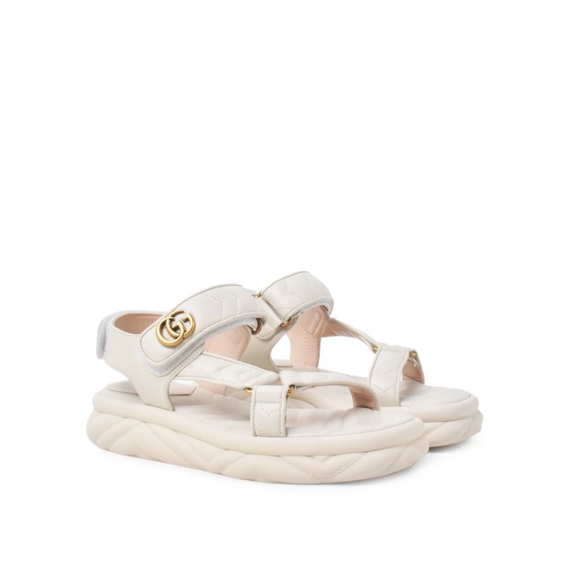 Gucci GG 白色皮革涼鞋 春夏季女鞋 37 碼-0