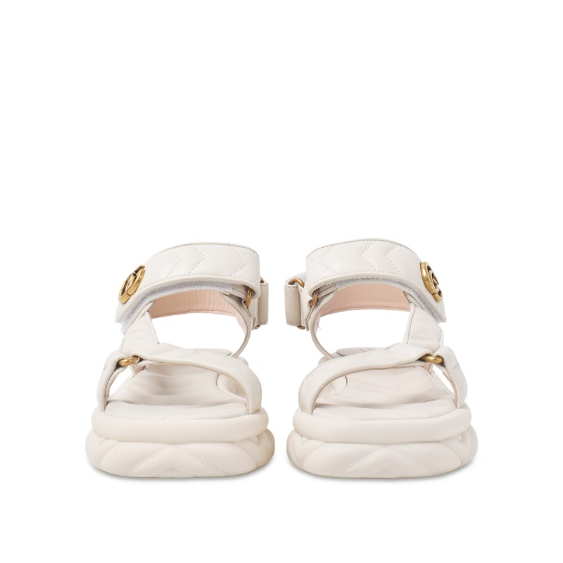 Gucci GG 白色皮革涼鞋 春夏季女鞋 37 碼-2