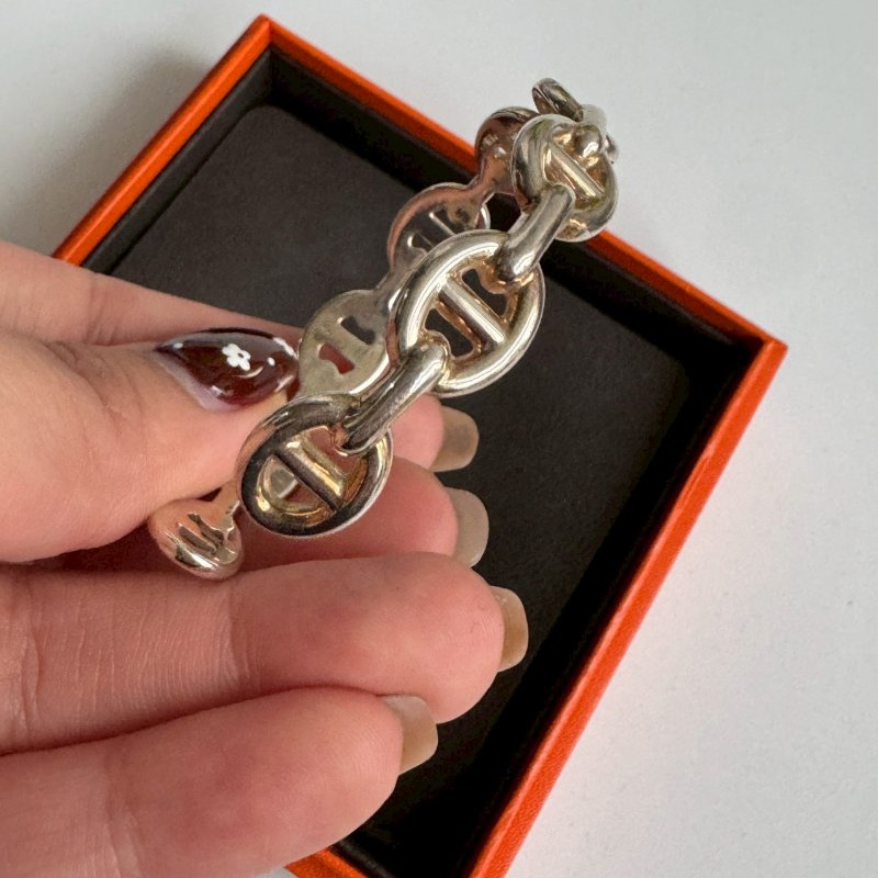 😍手上缺這個 Hermes 純銀豬鼻子調節手環-1