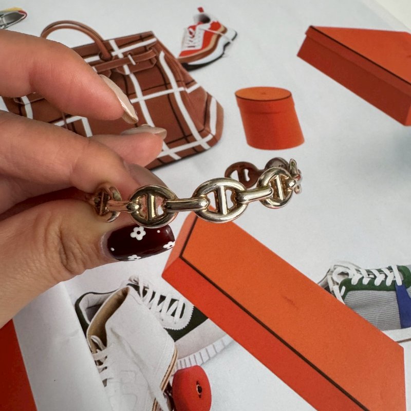 😍手上缺這個 Hermes 純銀豬鼻子調節手環-5