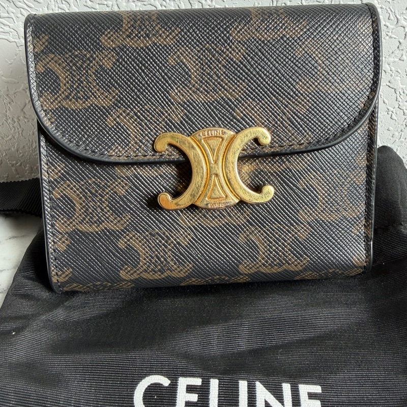 Celine 老花凱旋門三折短夾-0