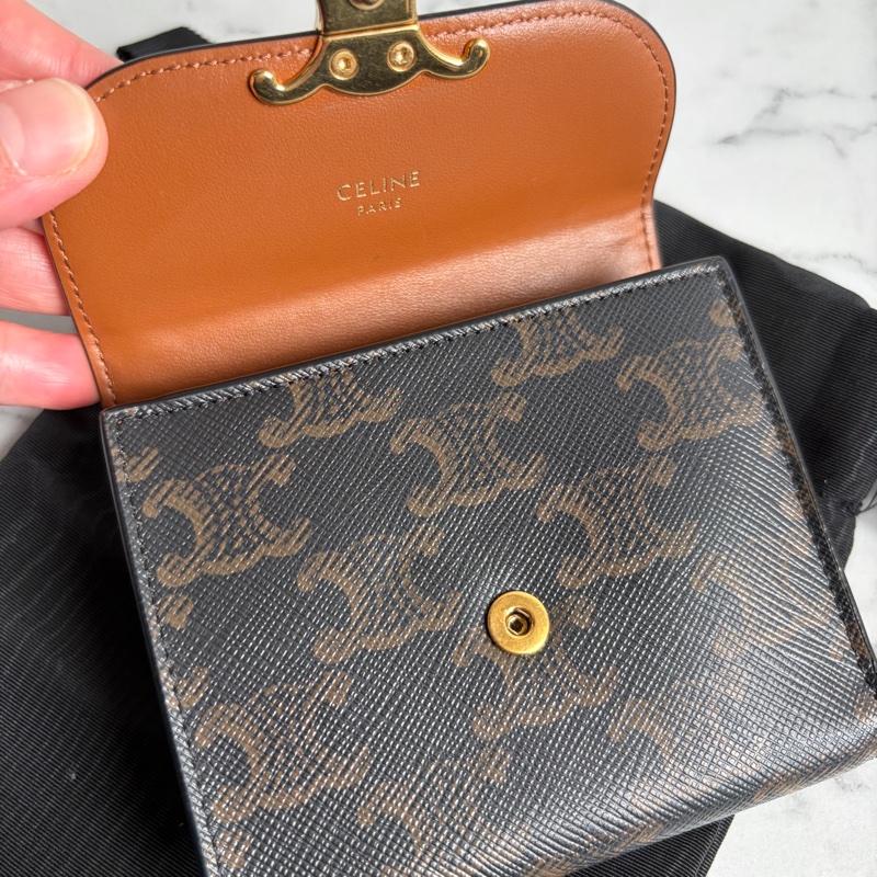 Celine 老花凱旋門三折短夾-4