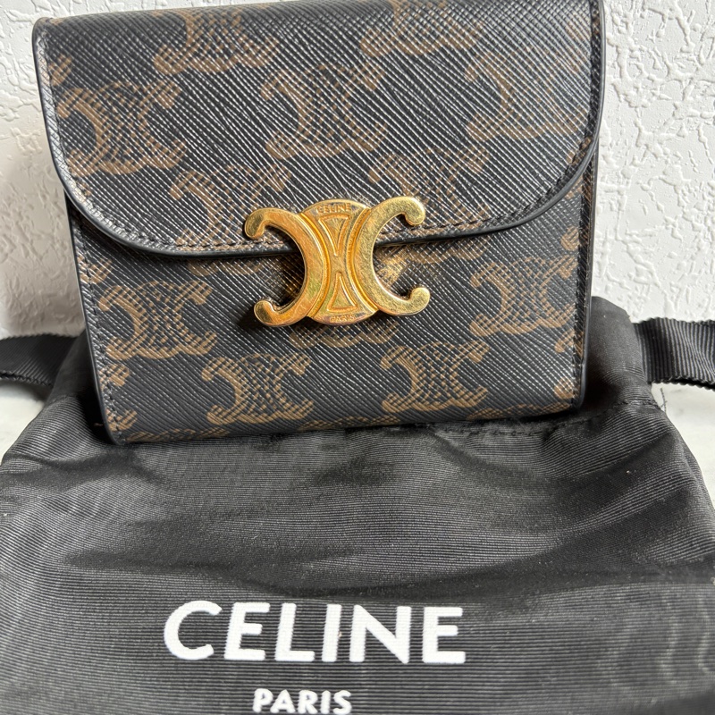 Celine 老花凱旋門三折短夾-11