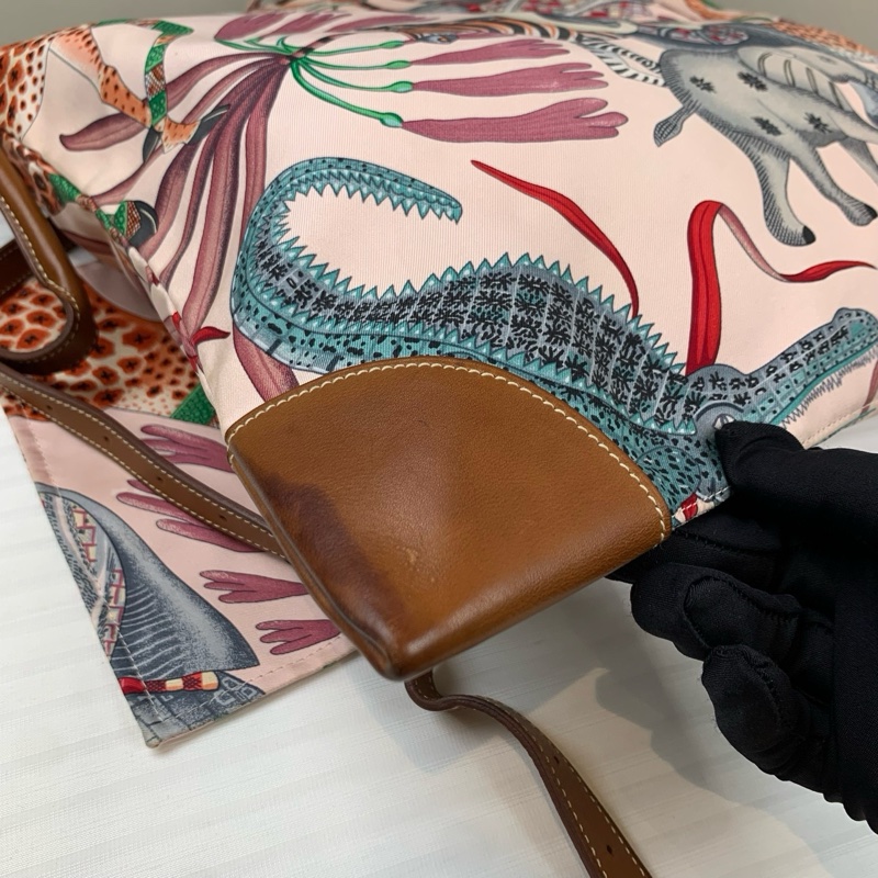 Hermes bag 動物圖案造型拼接啡色皮 尺寸39*1*39 配件 小錢包內袋-7