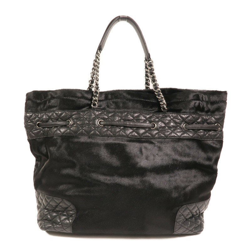 CHANEL 馬毛/牛皮皮革Totebag銀扣鏈帶手挽袋-1