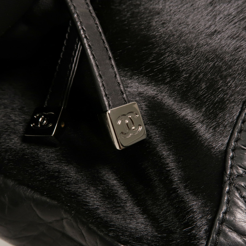 CHANEL 馬毛/牛皮皮革Totebag銀扣鏈帶手挽袋-10