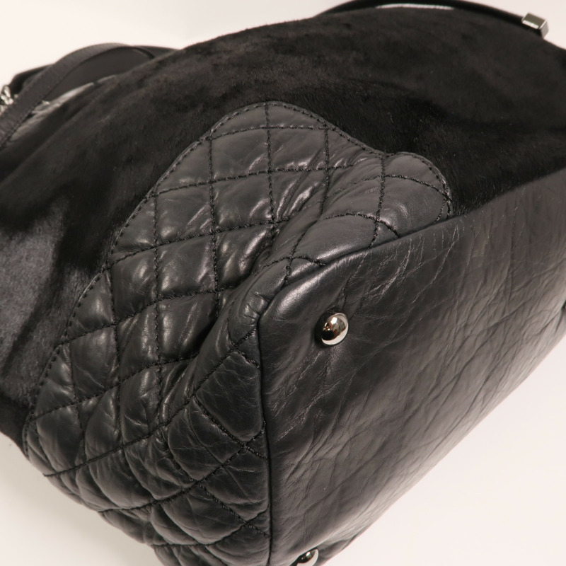 CHANEL 馬毛/牛皮皮革Totebag銀扣鏈帶手挽袋-12