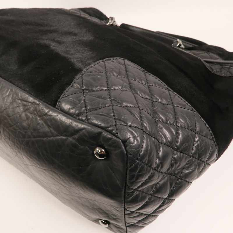 CHANEL 馬毛/牛皮皮革Totebag銀扣鏈帶手挽袋-13