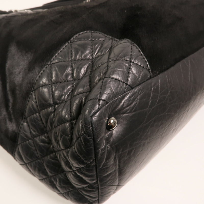 CHANEL 馬毛/牛皮皮革Totebag銀扣鏈帶手挽袋-14