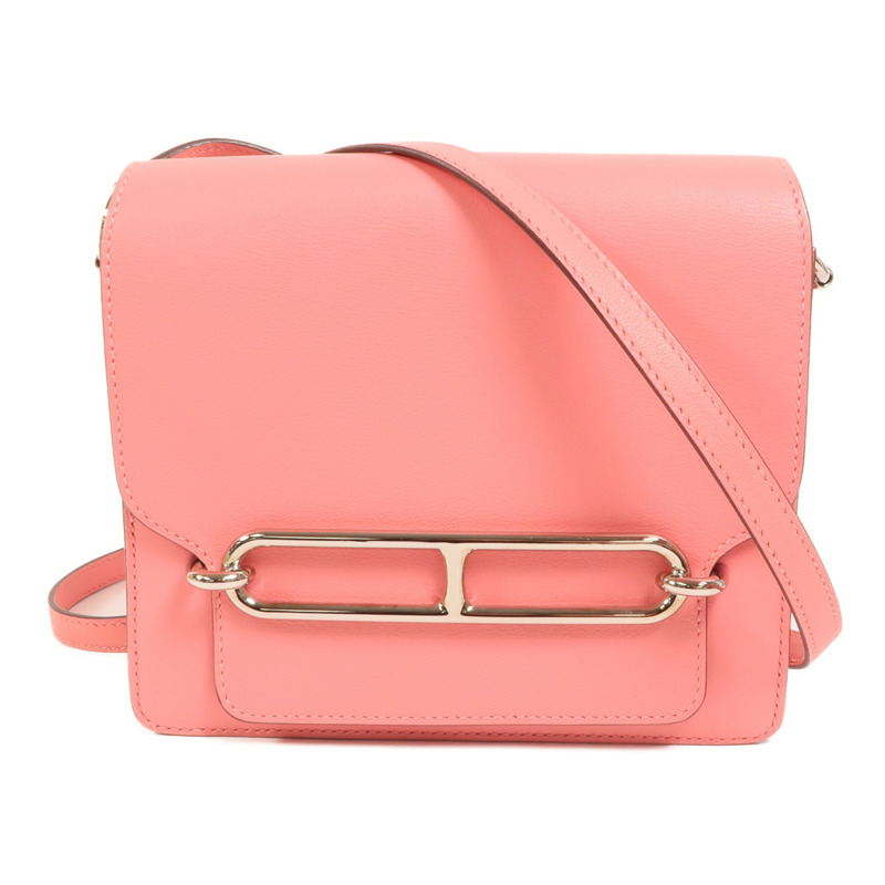 HERMES Evercolor皮革Mini Roulis銀扣肩背袋-0