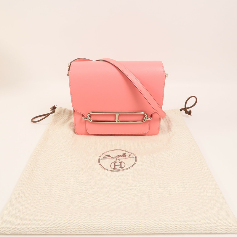 HERMES Evercolor皮革Mini Roulis銀扣肩背袋-7